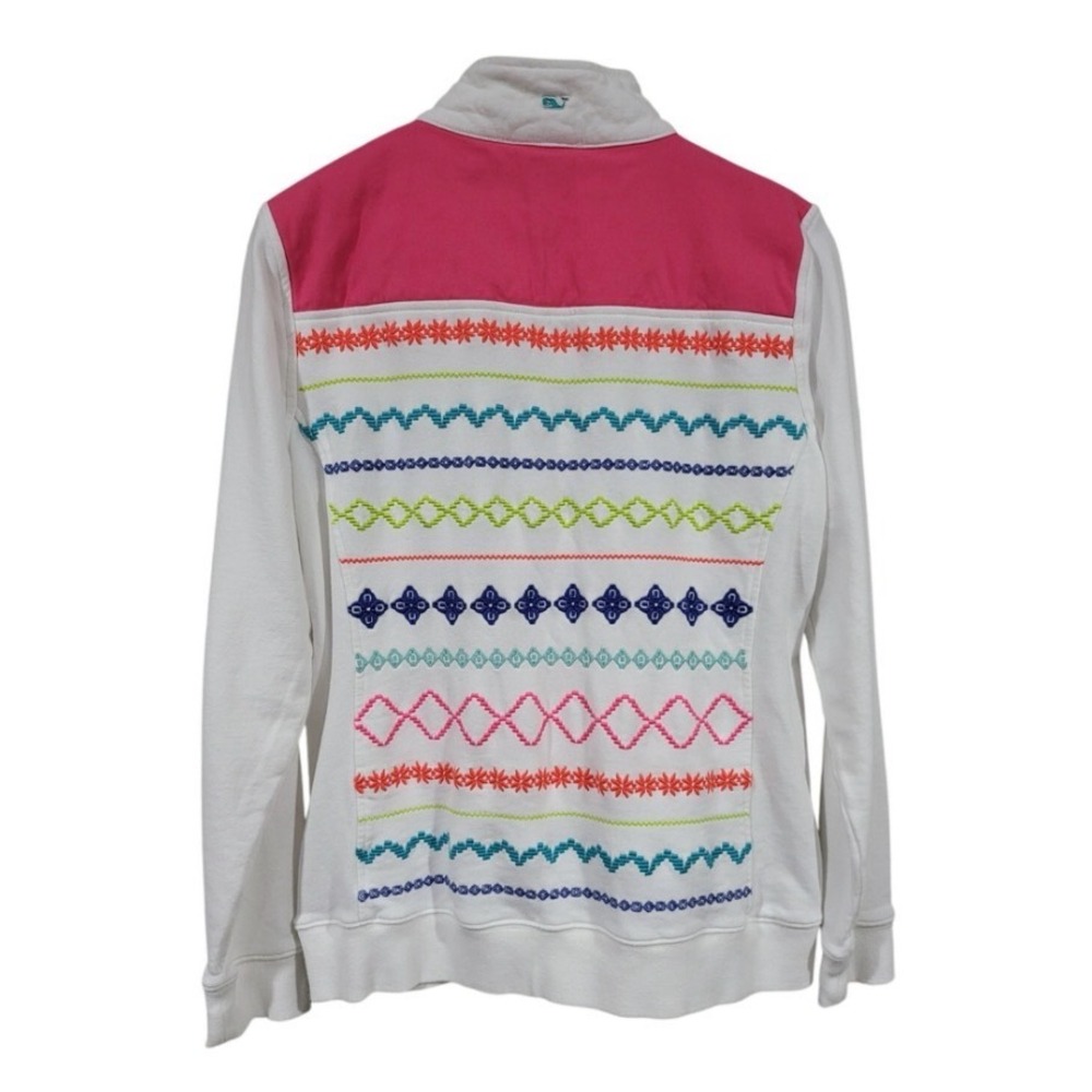 Vineyard Vines Women's Medium Embroidered Shep Shirt Quarter Zip Coastal Prep - Picture 3 of 16